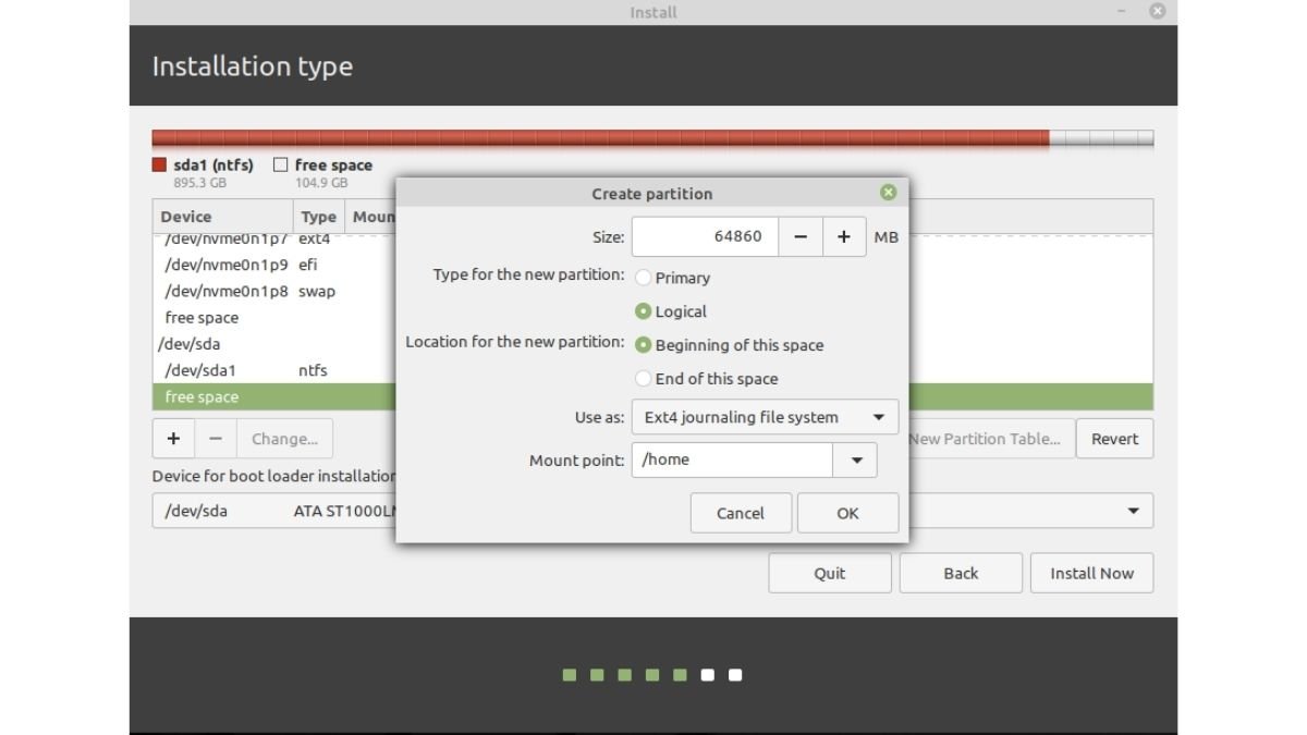 Linux Mint - Home Partition را نصب کنید