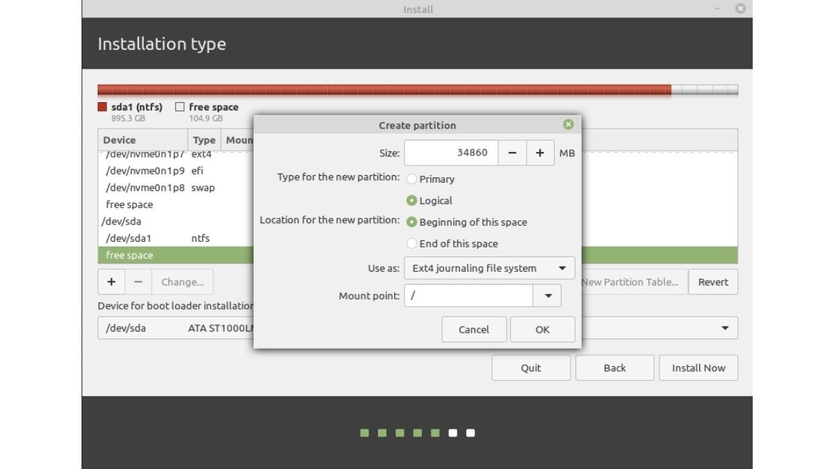 Linux Mint - Root Partition را نصب کنید