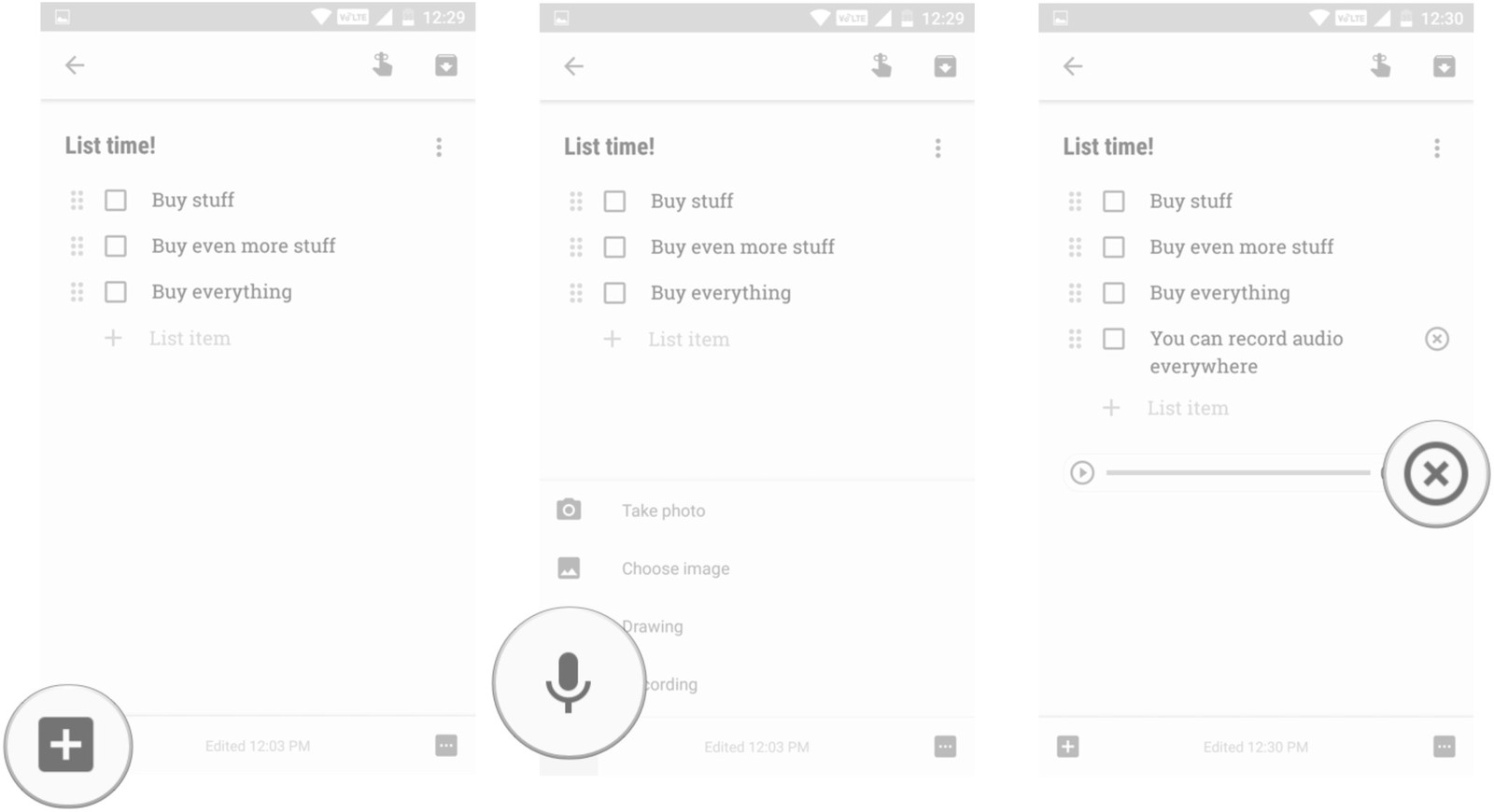 Google Keep Voice Notes