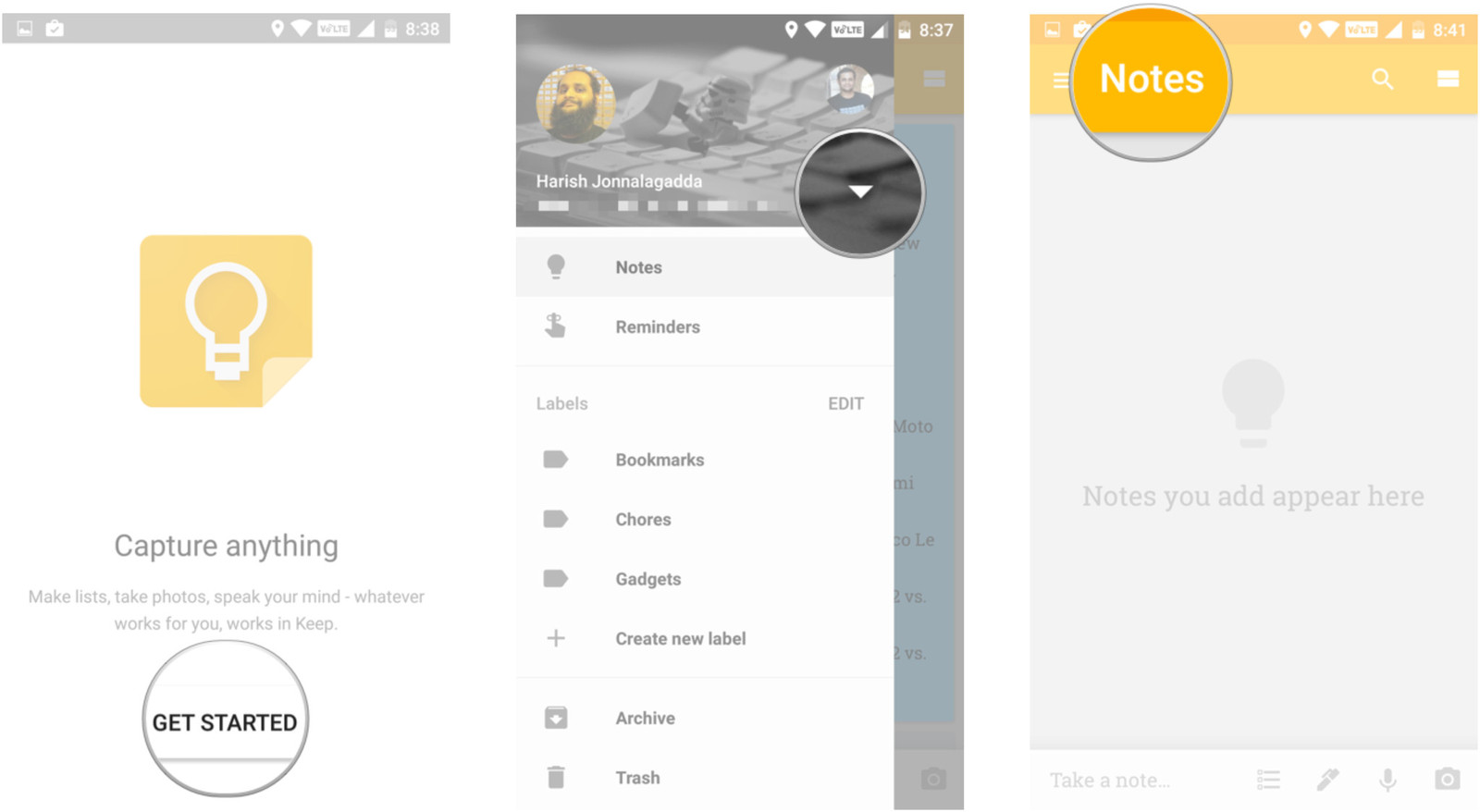 Prijava v Google Keep