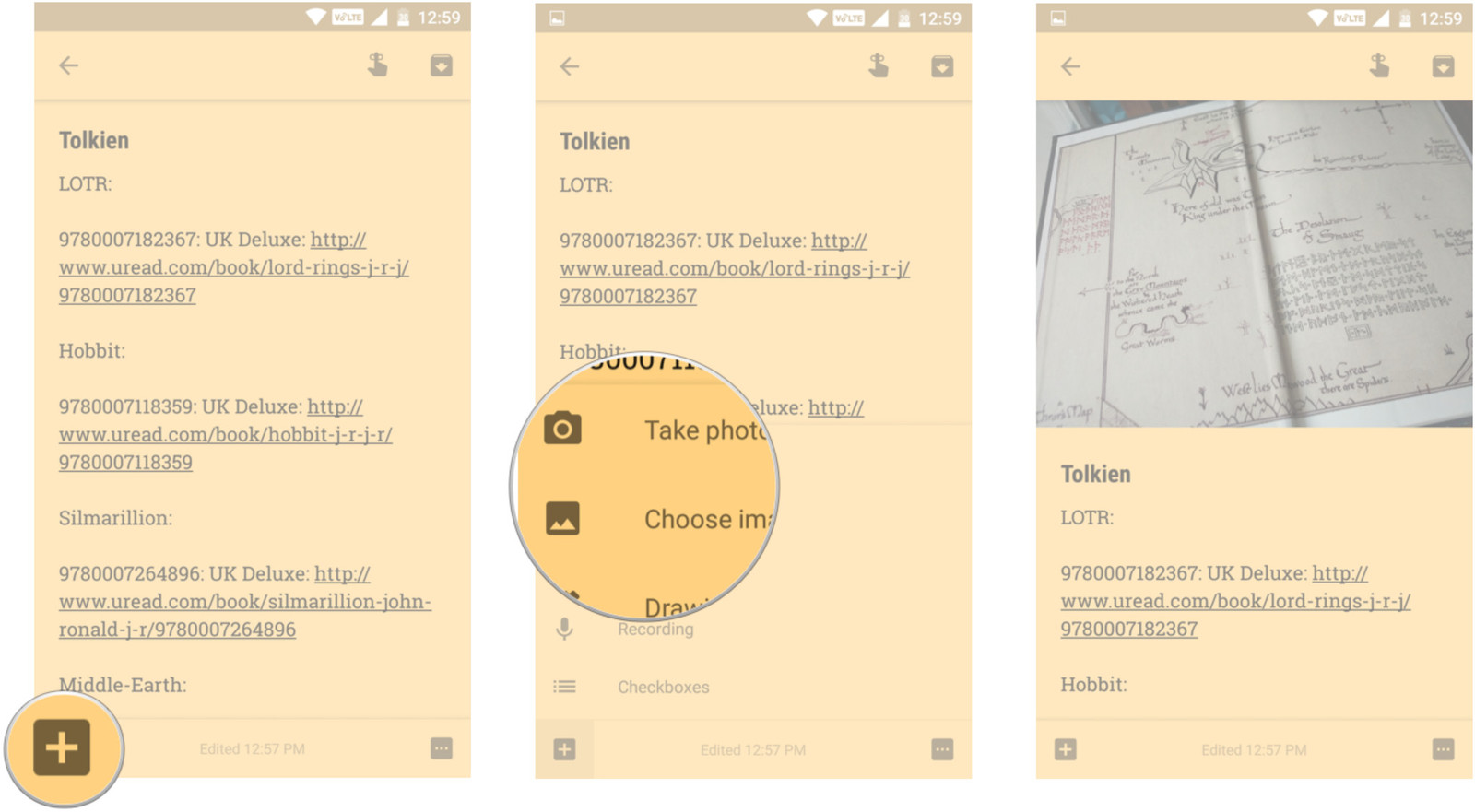 Google Keep Nota fotoğraf ekle