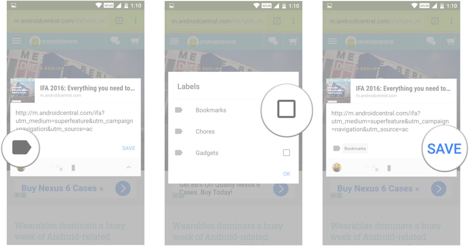 Google Keep Bookmark သိမ်းပါ