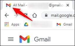 رقم "رسائل البريد الإلكتروني غير المقروءة" الموجود على أيقونة علامة التبويب.