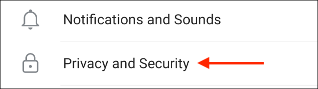 اضغط على الخصوصية والأمان من إعدادات Telegram على Android