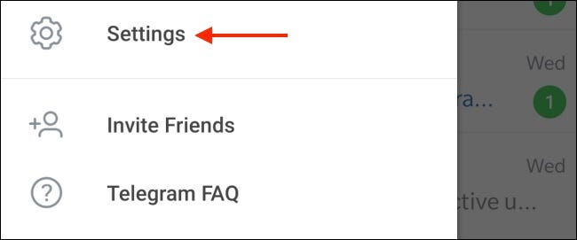 اضغط على الإعدادات في Telegram لنظام Android