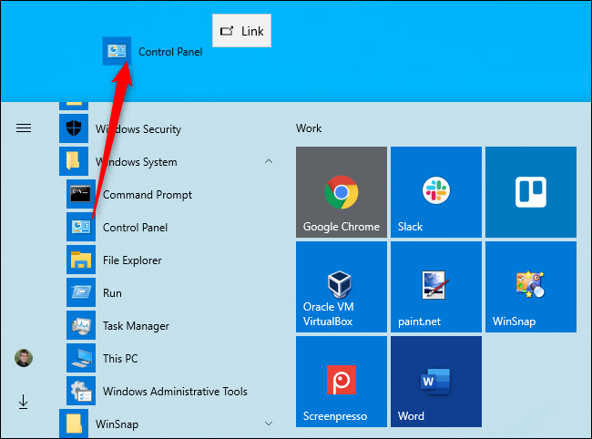 إنشاء اختصار على سطح المكتب للوحة التحكم في نظام التشغيل Windows 10
