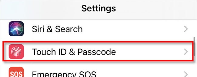 في إعدادات iPhone ، انقر على "Touch ID & Passcode".