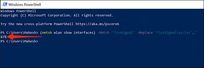 ตรวจสอบความแรงของสัญญาณ Wi-Fi โดยใช้ PowerShell