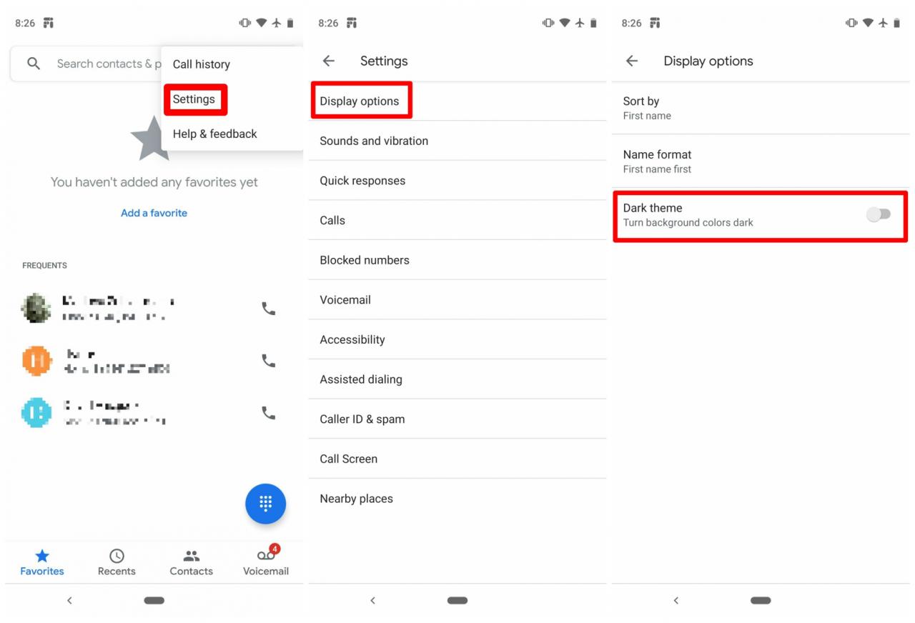 google telefon karanlık tema