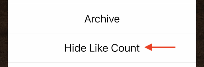 حدد "إخفاء عدد الإعجابات" من القائمة.