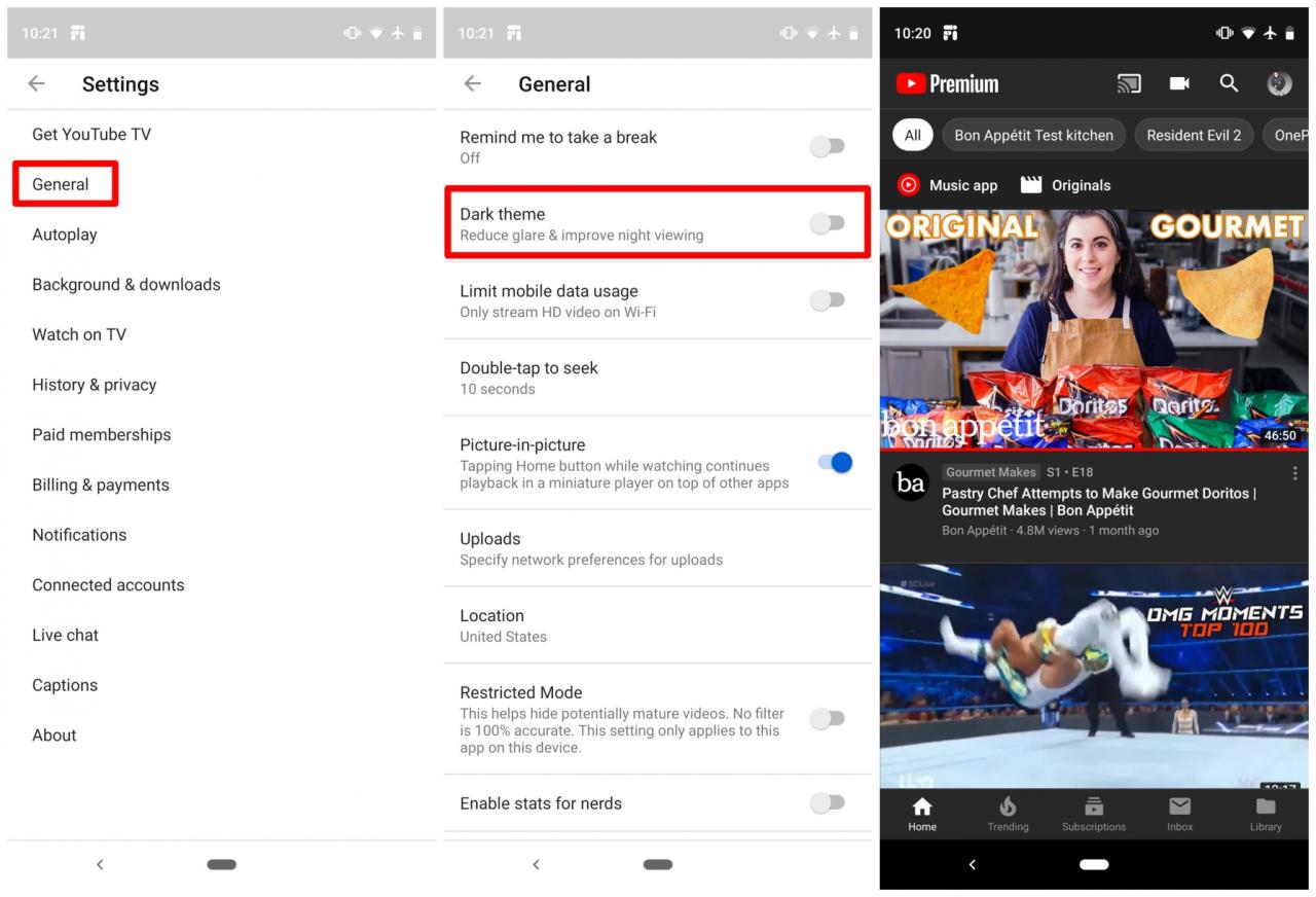 tema gelap di youtube