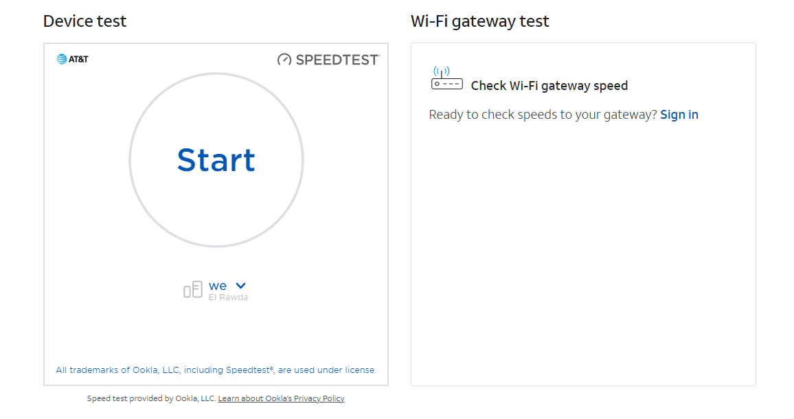 موقع AT&T Internet Speed Test