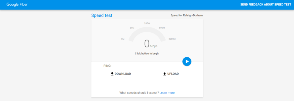 موقع Google Fiber Speed ​​Test