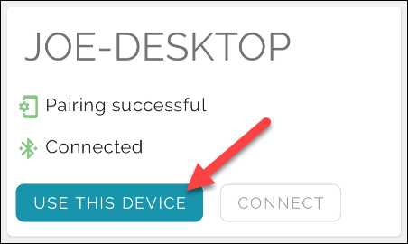 Seleccione el botón "Usar este dispositivo".