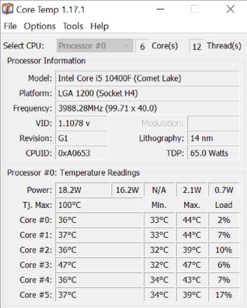 معرفة درجة حرارة البروسيسور باستخدام برنامج Core Temp