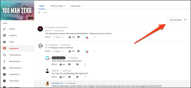 Nhận xét trên YouTube