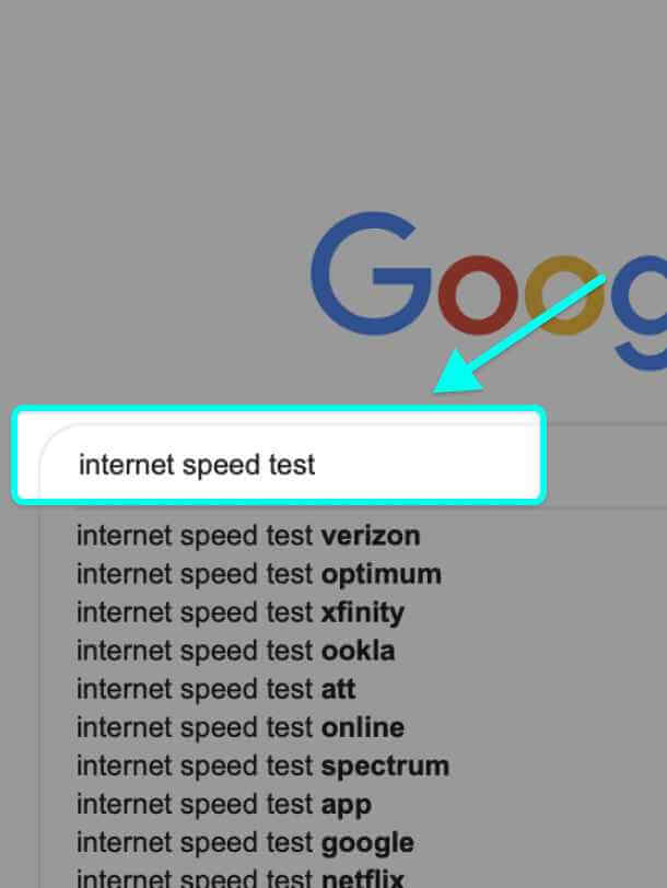 جستجوی گوگل برای اندازه گیری سرعت اینترنت
