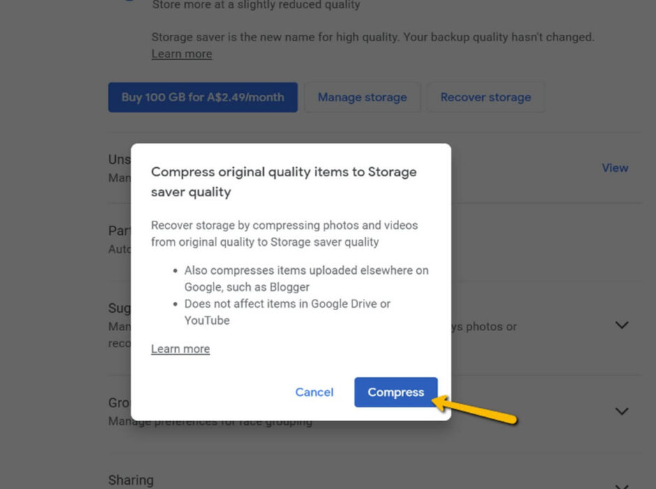 كيفية تحرير مساحة تخزين صور جوجل