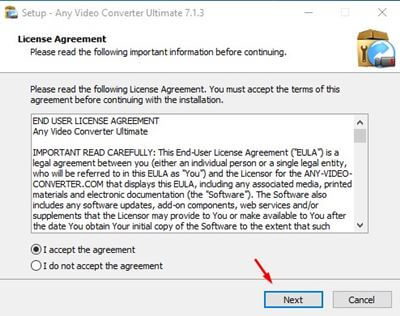 AVCはプログラムの利用規約に同意しました