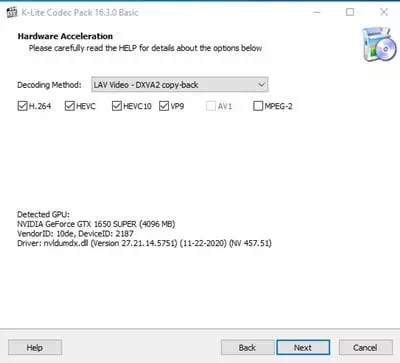 K-Lite-Codec-Pack Konfigurer bruk av maskinvareakselerasjon