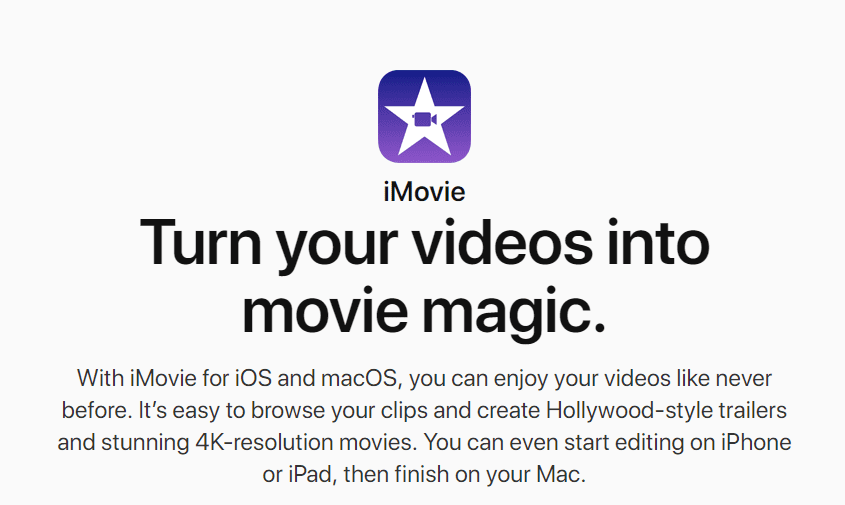 iMovie সফটওয়্যার