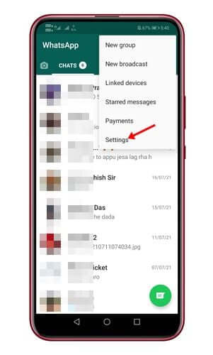 اضغط على الإعدادات