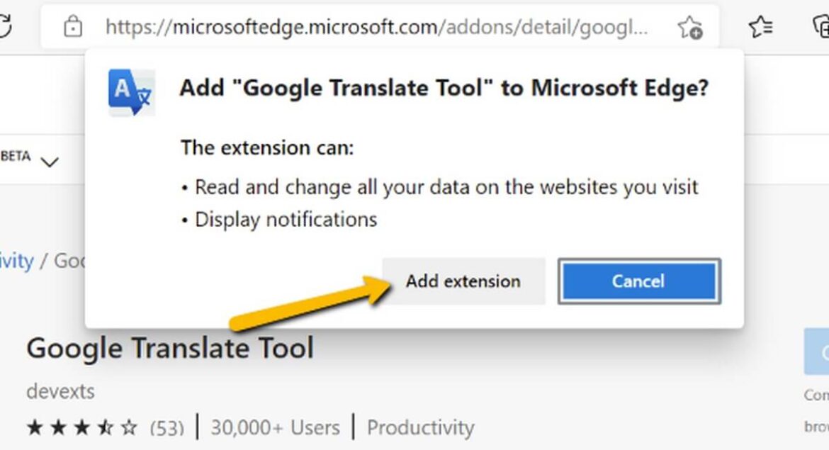 انقر فوق Add extension