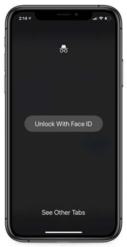 سيطلب منك المتصفح إلغاء القفل باستخدام Face ID