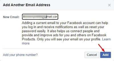 Facebook voeg nog een e-mailadres toe