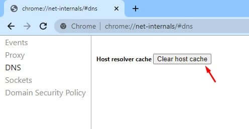 Chrome DNS Cache Clear host cache