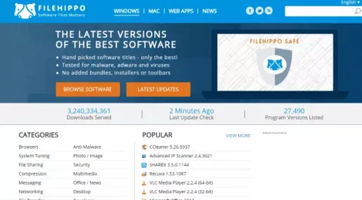 Filehippo är en webbplats för nedladdning av programvara