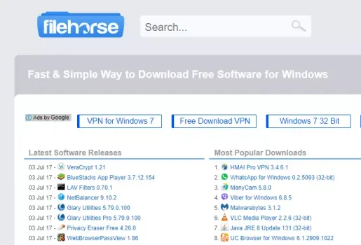 Filehorse موقع لتحميل البرامج