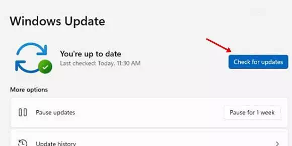 Windows update التحقق من وجود تحديثات