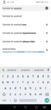 Zoeken naar Fortnite voor Android