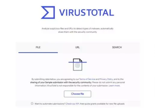 Käytä VirusTotal-sivustoa