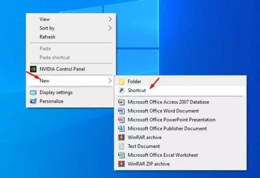 انشاء اختصار جديد