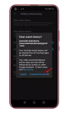 YouTubeの視聴履歴の削除を確認する