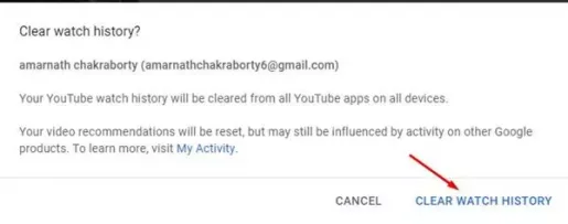 視聴履歴を消去したことを確認する