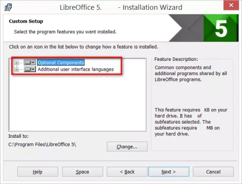 تثبيت برنامج LibreOffice بإعداد مخصص