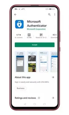 Microsoft Authenticator app