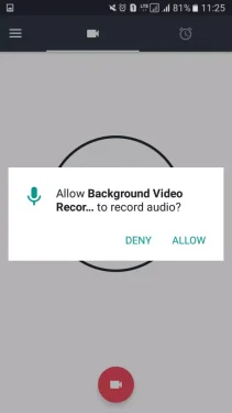 Quick Video Recorder لسماح للتطبيق بتسجيل الصوت والفيديو