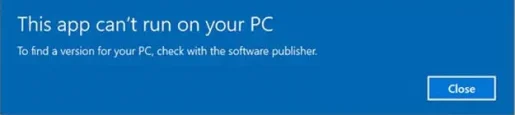 This app can't run on your PC