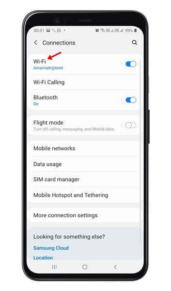 قم بالضغط على "Connections" ثم على "Wi-Fi".