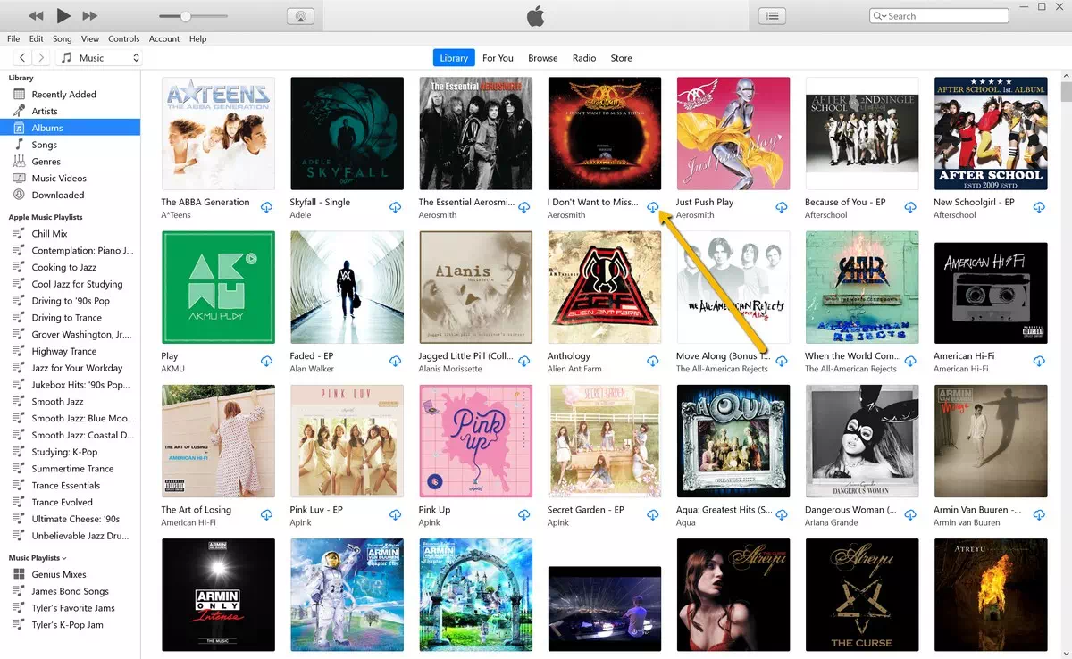 استمع إلى Apple Music في وضع عدم الاتصال على سطح المكتب