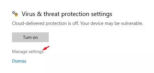 සැකසුම් කළමනාකරණය කරන්න ක්ලික් කරන්න