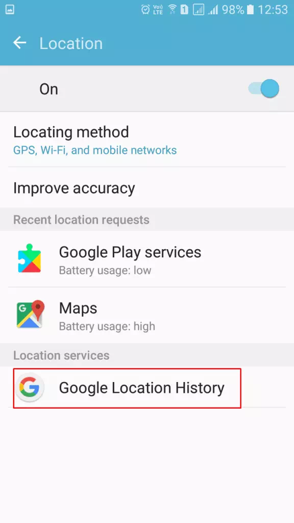 Koj yuav tsum nrhiav Google Qhov Chaw Chaw thiab tom qab ntawd Google Qhov Chaw Keeb Kwm