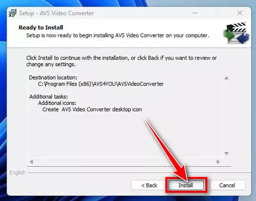 AVS انقر على زر Install لبدأ التثبيت