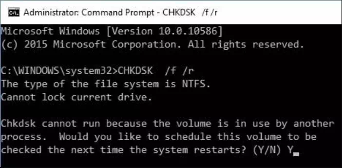 CHKDSK / f / r