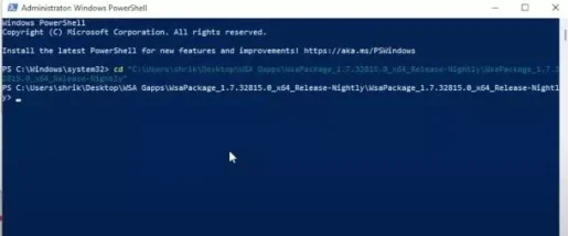 Install Windows Subsystem for Android by Powershell