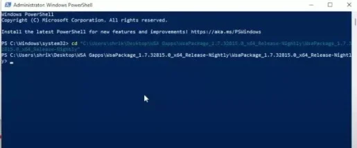 Zainstaluj podsystem Windows dla Androida przez Powershell